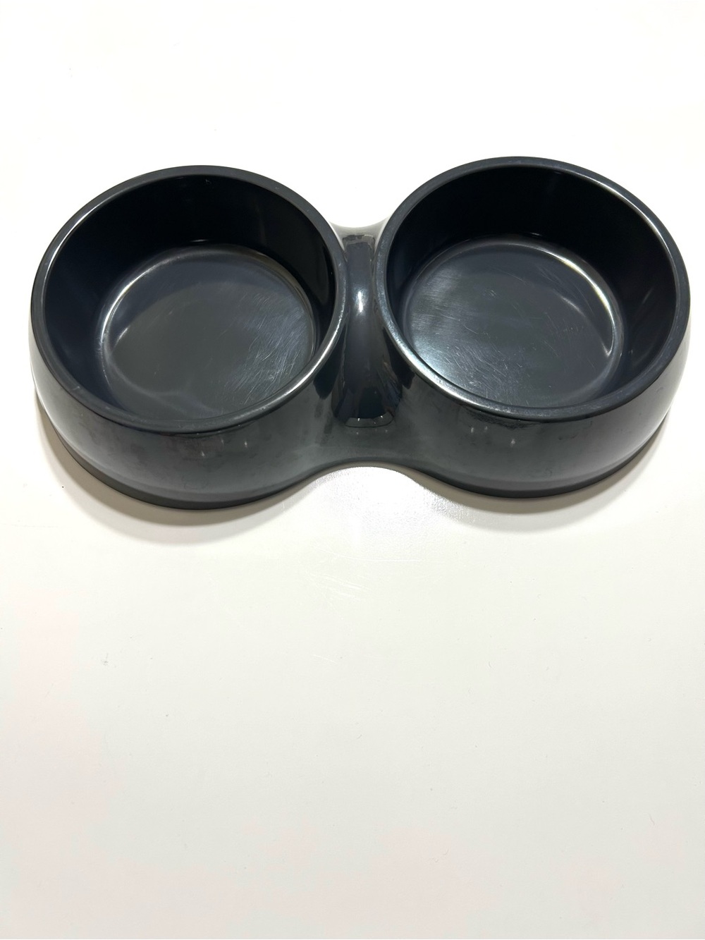 Dark Gray Double Pet Bowl for Dog / Cat Feeding Dish Suitable for Food and Water